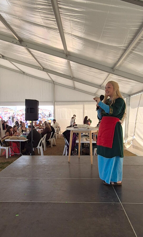 Townsville Medieval and Fantasy Festival 2026 Invited speaker, Megan Formanek, busts common myths of the Viking Age at the Royal Pavillion before hundreds of attendees.